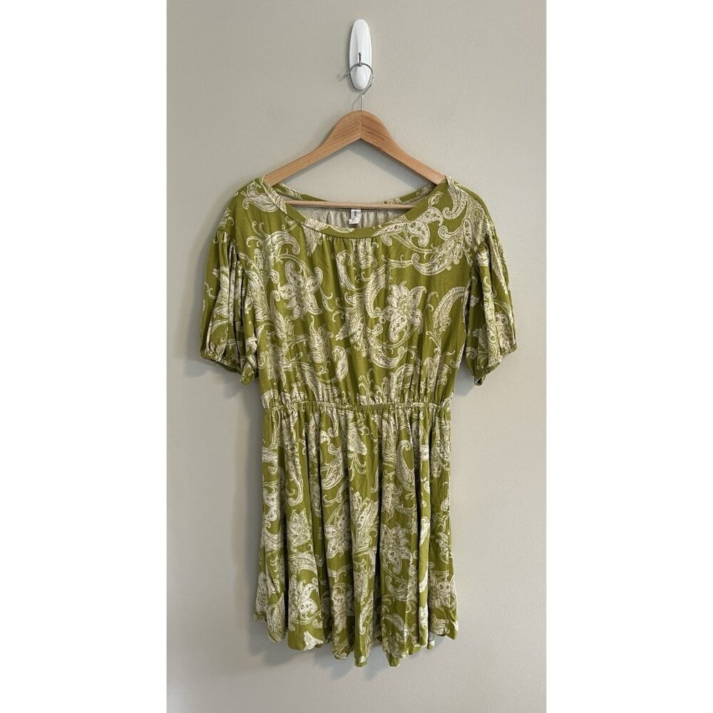 Daily Practice by Anthropologie Sz M Green Floral Paisley‎ Mini Dress Pockets